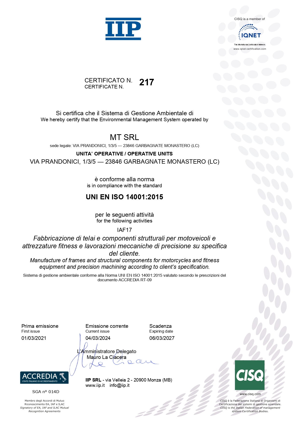 UNI EN ISO 14001:2015